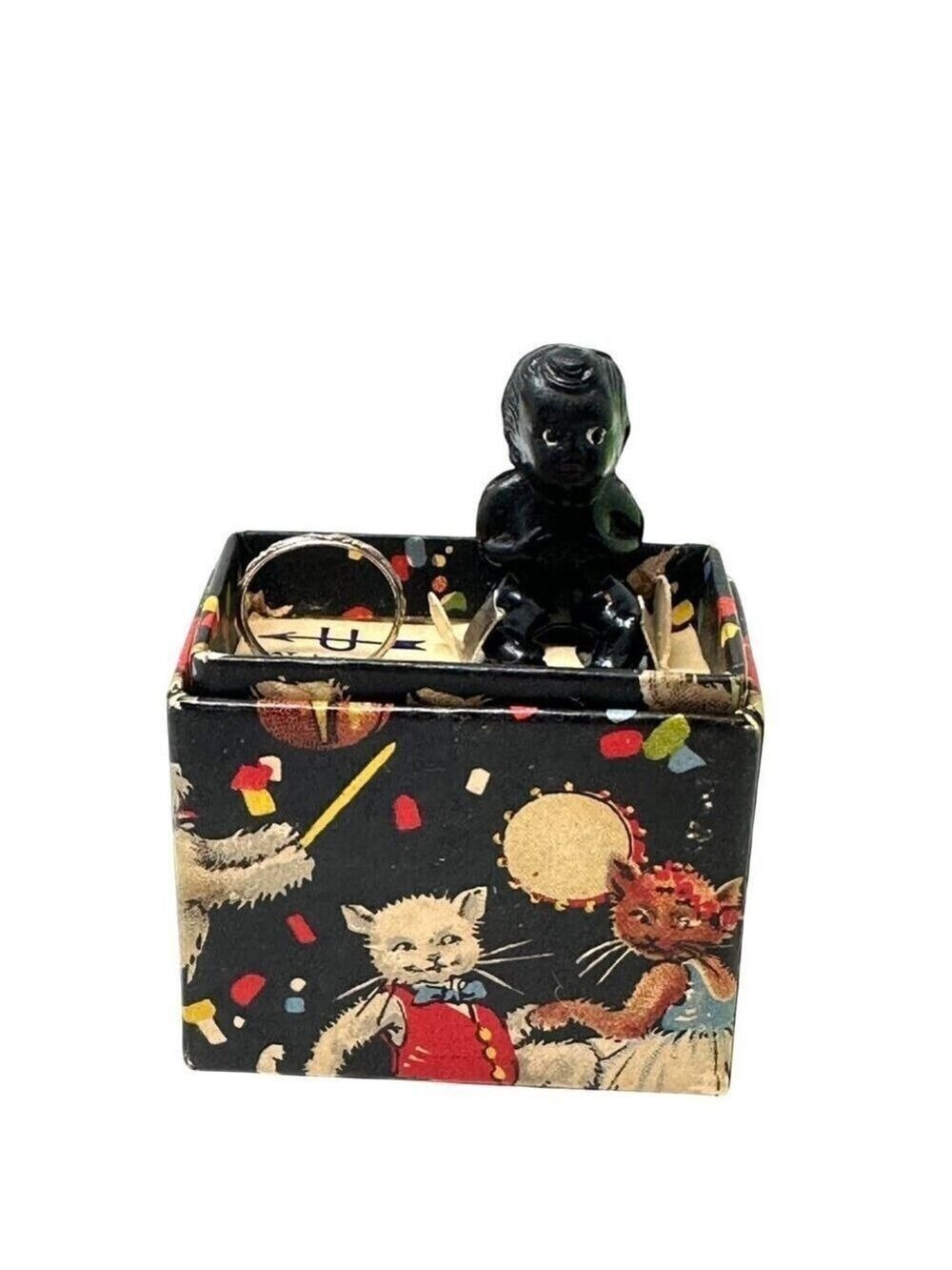 Uncas Toy Ring Complete Set Cat Box Black Baby Doll Patent 1643421 Vintage USA